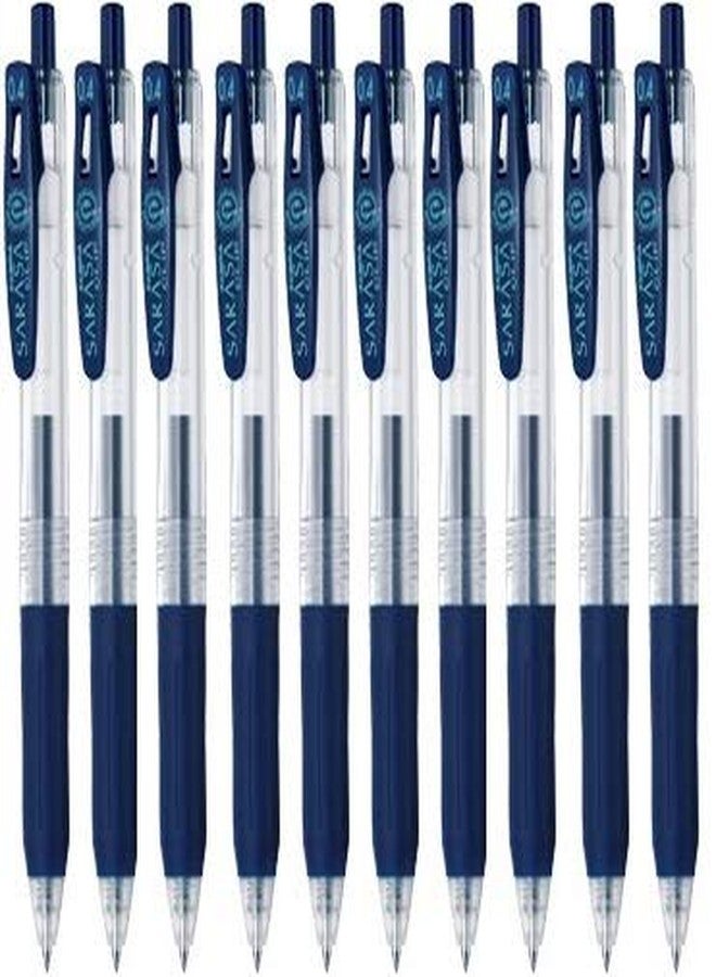 Zebra Technologies Zebra Sarasa Clip 0.4 Retractable Gel Ink Pen, Rubber Grip, 0.4mm, Blue Black Ink, Value Set of 10 - Image 1