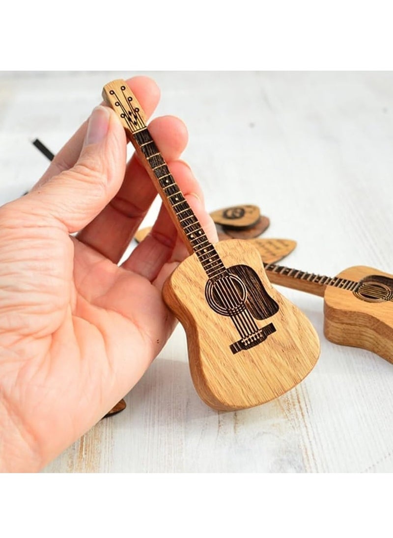 Generic - Wooden Guitar Pick Holder with Stand, Acoustic Guitar Pick Box, Retro Design for Guitar Picks, 1 Piece Wooden Pick Storage - Image 1