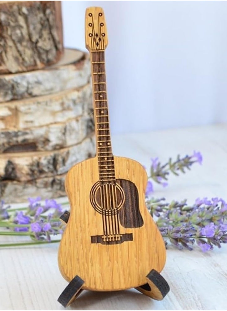 Generic - Wooden Guitar Pick Holder with Stand, Acoustic Guitar Pick Box, Retro Design for Guitar Picks, 1 Piece Wooden Pick Storage - Image 1