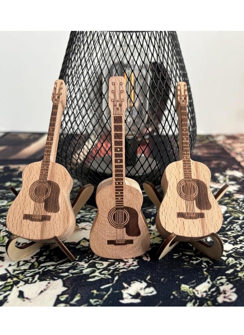 Generic - Wooden Guitar Pick Holder with Stand, Acoustic Guitar Pick Box, Retro Design for Guitar Picks, 1 Piece Wooden Pick Storage - Image 1