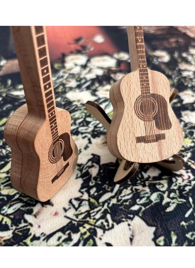 Generic - Wooden Guitar Pick Holder with Stand, Acoustic Guitar Pick Box, Retro Design for Guitar Picks, 1 Piece Wooden Pick Storage - Image 1