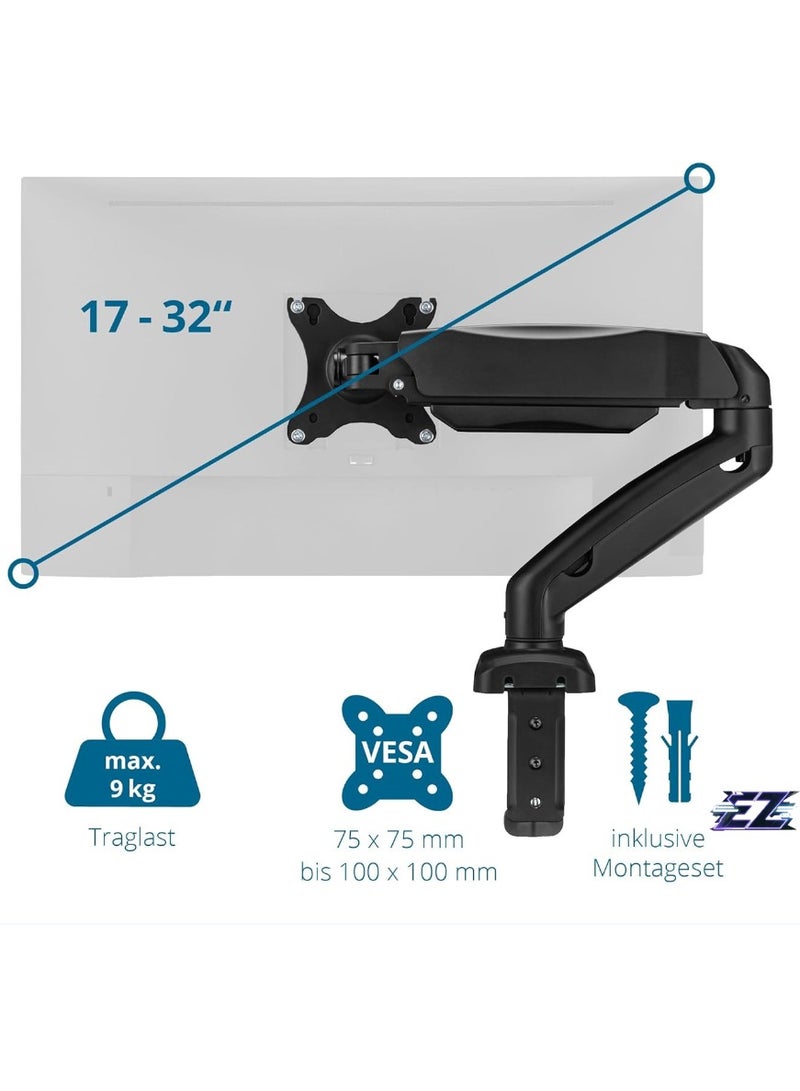 ELTRAZONE Desk Mount for 1 Monitor up to 32 Inches, Height Adjustable [Without Screws] Monitor Arm for VESA 75 x 75 and 100 x 100 / Monitor Mount with Swivel Arm for Desk  - Image 2