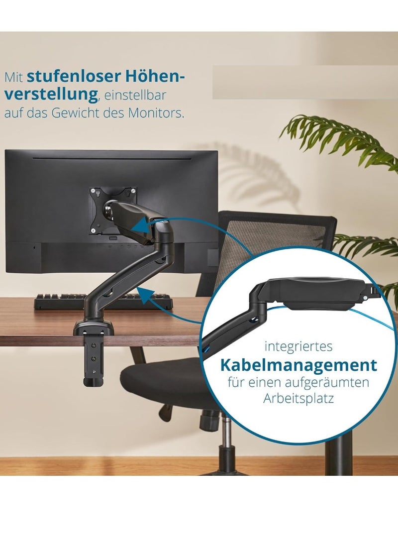 ELTRAZONE Desk Mount for 1 Monitor up to 32 Inches, Height Adjustable [Without Screws] Monitor Arm for VESA 75 x 75 and 100 x 100 / Monitor Mount with Swivel Arm for Desk  - Image 5