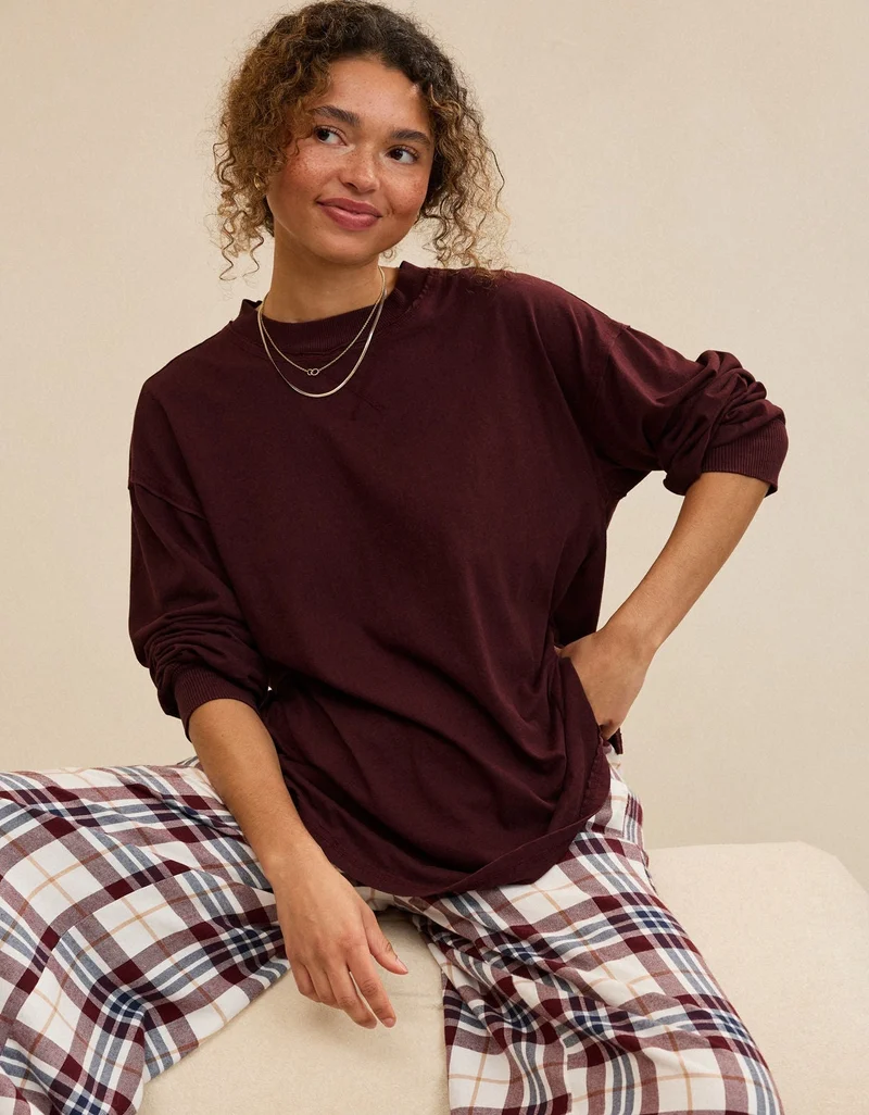 Aerie Cozy Oversized Long Sleeve Boyfriend T-Shirt