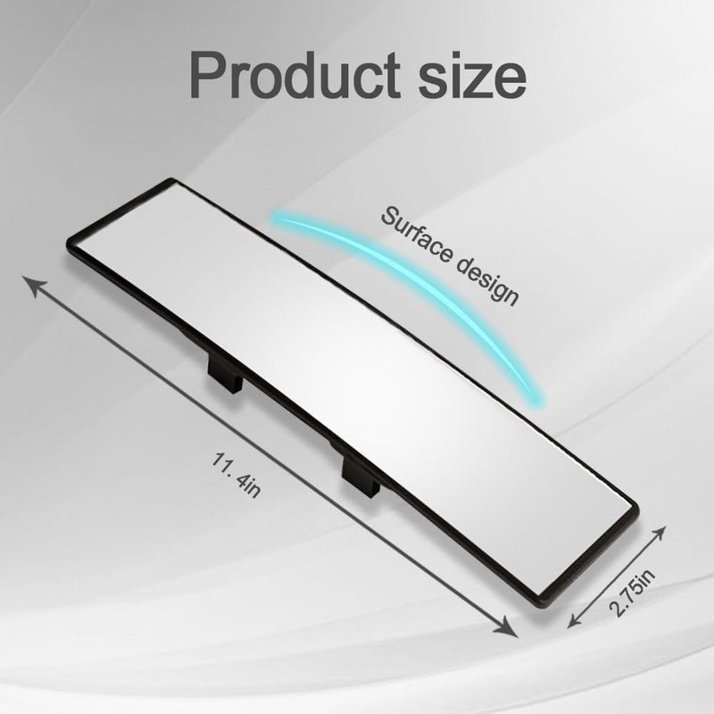 Lecctso Car Rear View Mirror, 11.8 Inch Clip-On Panoramic Rearview Car Wide Angle Mirror, HD Clear Tint, 360 Degrees Adjustable Convex Surface to Reduce Blind Spots Universal for Truck, Car, SUV - Image 2