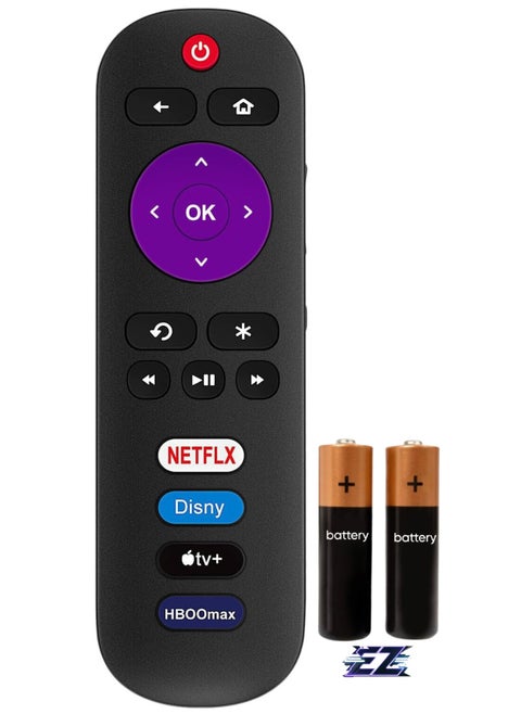 Universal Replacement Remote Control Compatible with All TCL Roku TVs. 【Only Works with Roku TVs, NOT for Roku Stick and Roku Box】(Netflix/Disney/Apple TV/HP BOX) with battery