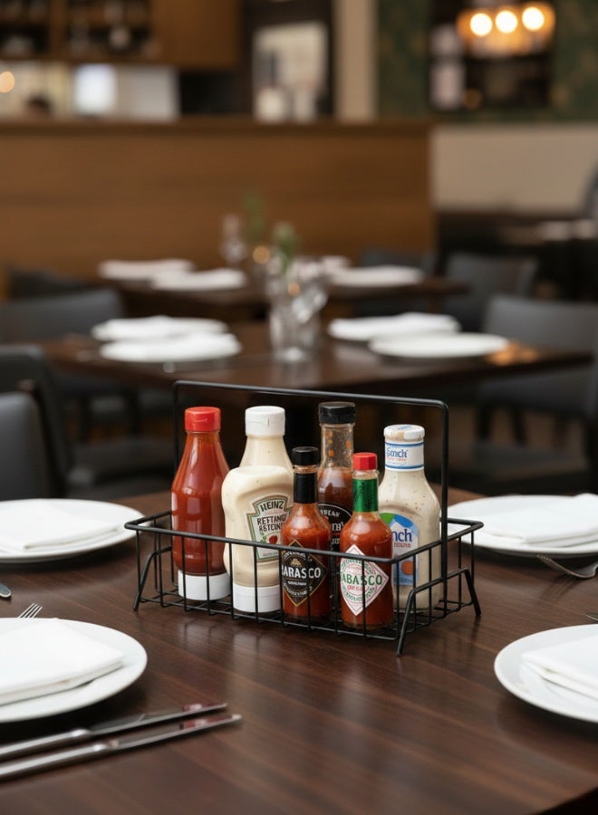 Modern single-tier basket with metal handle - Large capacity kitchen organizer for the dining table, fruit, makeup, ketchup bottles, and party snacks - 29 x 23 cm - Image 5