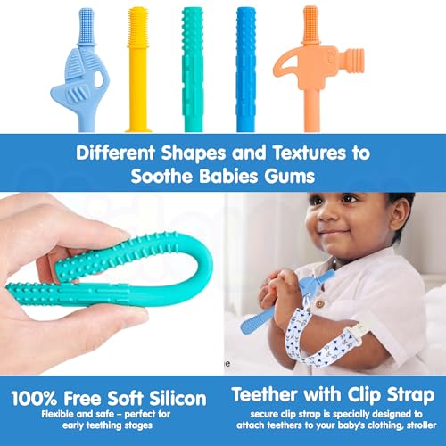 Kidology Baby Teether Tubes & Chew Straws (6 Pack) for 6+ Months – BPA Free Silicone Teething Toys | Soft Molar Teether | Gum Relief & Gentle Oral Cleaner | Soft Oral Care Set, Baby Gift Set - Image 4