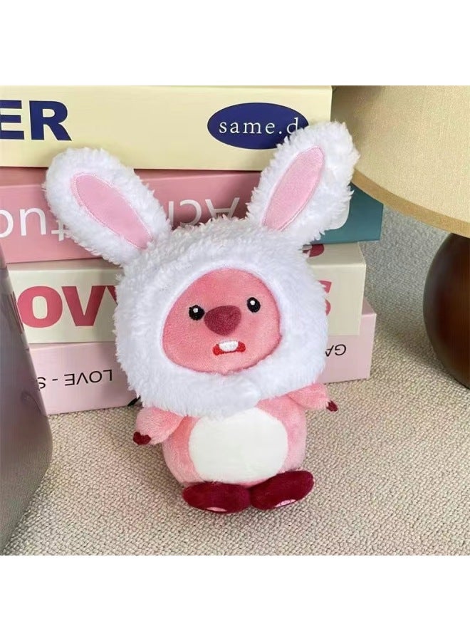 Ruby Loopy Cute Little Beaver Hooded Bag Keychain Pendant Internet Celebrity Snapper Pullover Pendant Gift-Specifications:Rabbit Pullover Ruby-Color:Key Ring  - Image 1