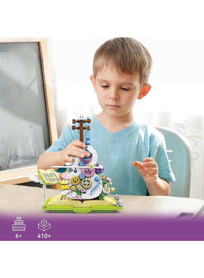 إكسفور مجموعة بناء كتب سحرية على شكل زهرة كمان مع قوس رقص، هدية ديكور زهور ملونة للبنات من سن 6 إلى 12 عامًا أو الأولاد أو الأطفال من سن 6 سنوات فما فوق، مجموعة ديكور منزلي رائعة - Image 3