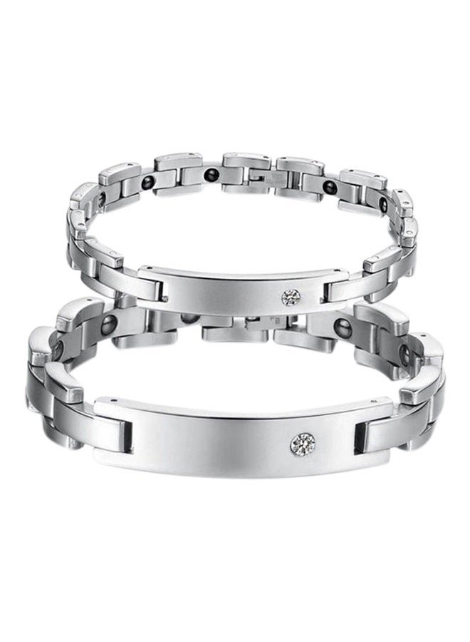 اليشمك طقم من سوارين مغناطيسيين مرصعين بأحجار الراين - Image 1