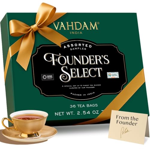 VAHDAM Top 6 Founder Select Assorted Tea Gift Set  6 Flavors 36 individually Wrapped Tea Bags  Gifts For Tea Lovers - Image 1