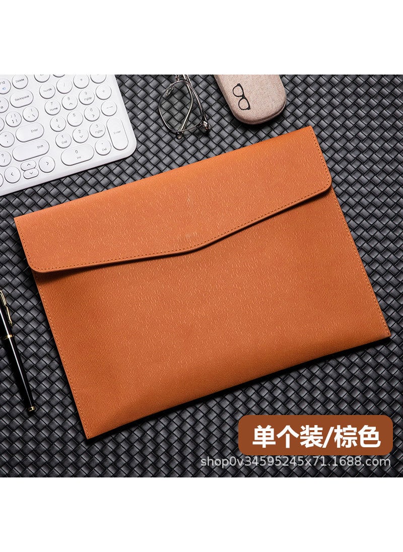 Generic - Customizable A4 Business Office File Folder High-End Leather Document Bag With Logo Printing Option Storage Capacity Brown-a4 water ripple-file bag - Image 1