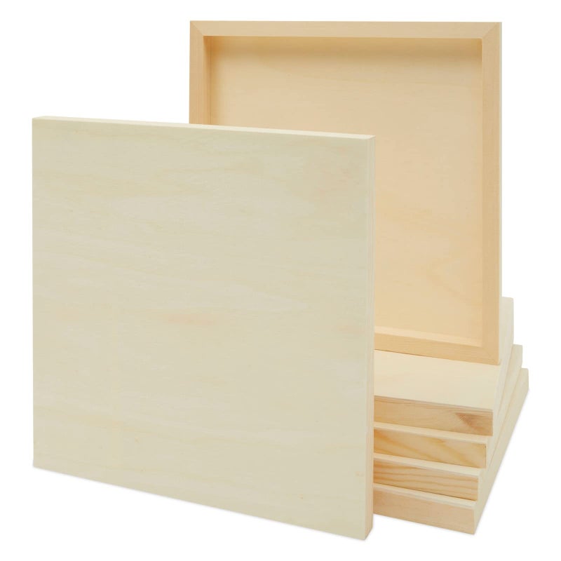 Bright Creations Wood Squares for Crafts - 12 x 12 in, 6 Pack, Unfinished Pine - Painting Panels & Cradle Boards for Art - Wood Art Panels - Image 1