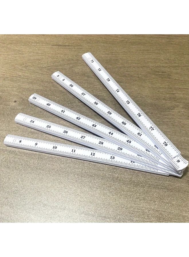 White Folding Measuring Stick Portable Ruler with CM MM Inch Markings for DIY - Image 1