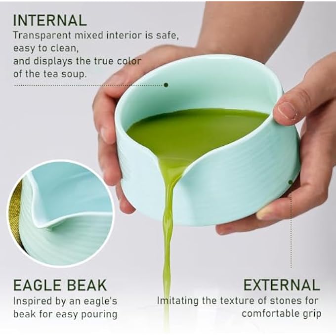 Unity Matcha Set  18Oz Ceramic Matcha Bowl With Spout Bamboo Matcha Whisk And Holder Bamboo Scoop  4Pcs Complete Kit For Matcha Lovers Ceremony Latte  Gift Light Green - Image 4