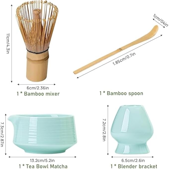Unity Matcha Set  18Oz Ceramic Matcha Bowl With Spout Bamboo Matcha Whisk And Holder Bamboo Scoop  4Pcs Complete Kit For Matcha Lovers Ceremony Latte  Gift Light Green - Image 3