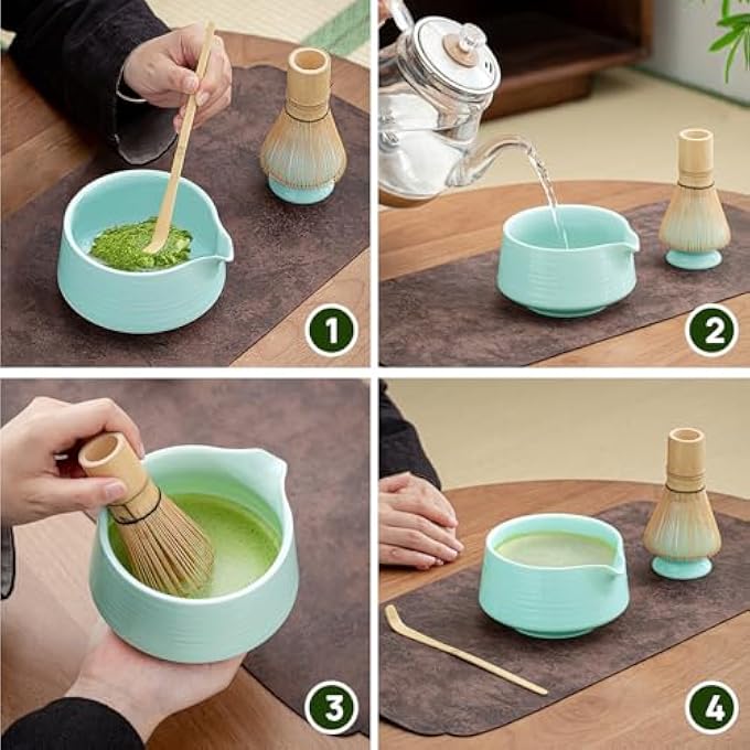 Unity Matcha Set  18Oz Ceramic Matcha Bowl With Spout Bamboo Matcha Whisk And Holder Bamboo Scoop  4Pcs Complete Kit For Matcha Lovers Ceremony Latte  Gift Light Green - Image 5