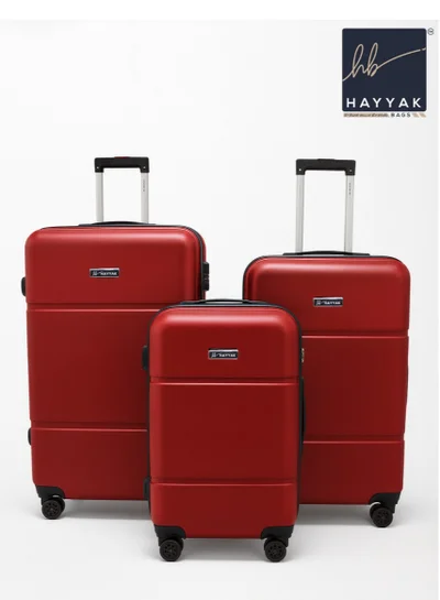 HAYYAK HYK-02 Set of 3 Luggage| ABS Hardside Trolley| Cabin-20 Inch, Medium-24 Inch, Large-28 Inch| Wine Red