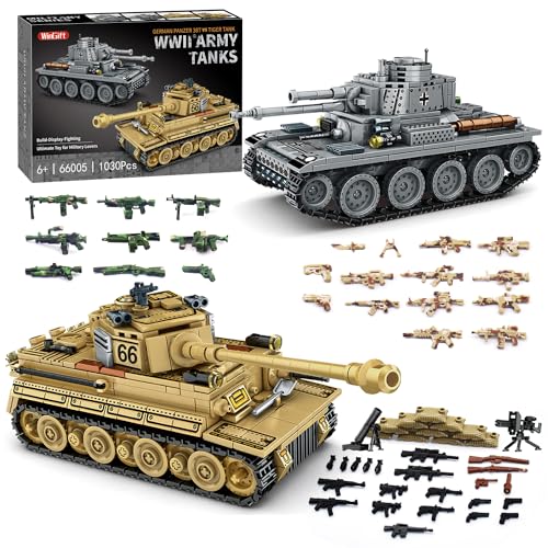WINGIFT 1030 Piece WW2 Army Tanks Toy Building SetsCreate a German Panzer 38T and a German Tiger Tank ToysAdult Collectible Model Tanks Sets to BuildChristmas Birthday Gifts for BoysTeensAdults - Image 1