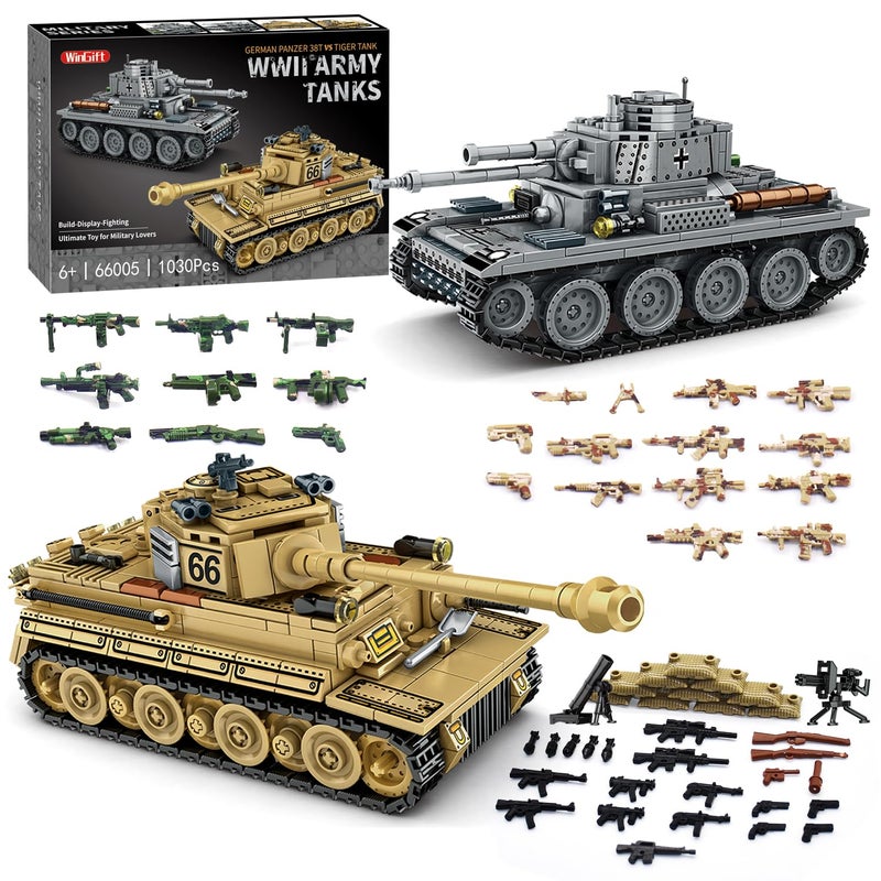 WINGIFT 1030 Piece WW2 Army Tanks Toy Building SetsCreate a German Panzer 38T and a German Tiger Tank ToysAdult Collectible Model Tanks Sets to BuildChristmas Birthday Gifts for BoysTeensAdults - Image 4