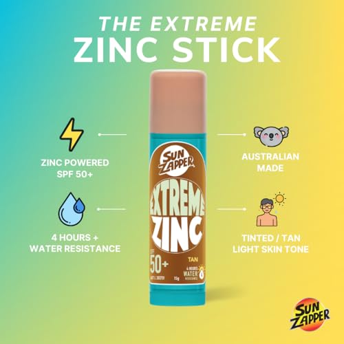 Sun Zapper Extreme Zinc Sunscreen Stick SPF 50 Tan Water Resistant Mineral Sunscreen for Face Zinc Oxide Surf Sunscreen Stick for Surfing and Water Sports 15g 053 oz Australian Made - Image 3