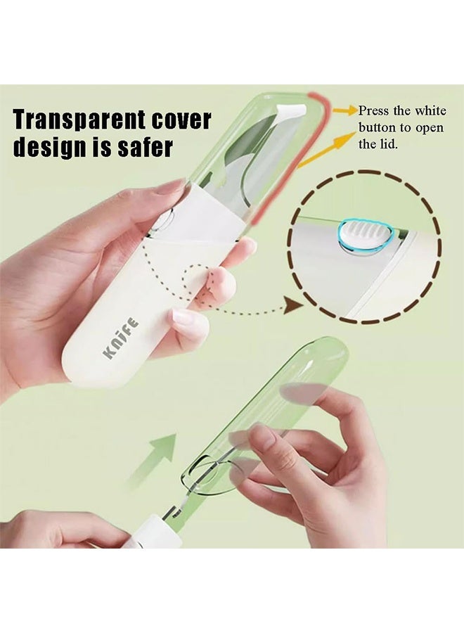 Quantum 2 Pcs 5-in-1 Multifunctional Fruit Knife & Peeler Set - Portable Kitchen Tool - Multifunctional Double Sided Paring Cutting Knifes for Peeling Slicing Coring and Opening Bottles (White + Green) - Image 3