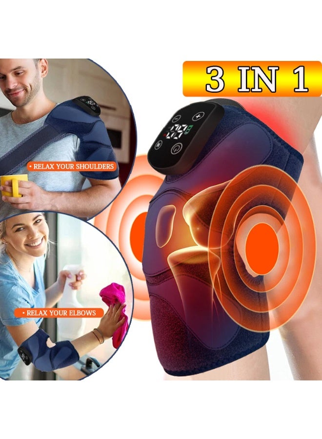 Walpck Electric Heating Therapy Knee Massager Intelligent Heating and Vibration Shoulder Wireless Massager Physiotherapy Leg Arthritis Elbow Joint Pain Relief Warm Knee Pad Brace Massage - Image 1