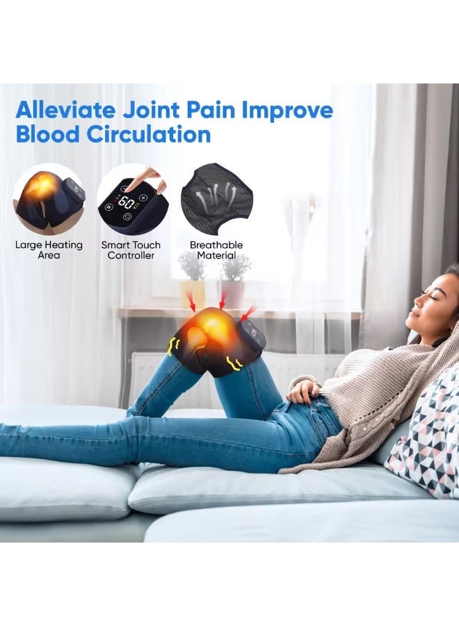 Walpck Electric Heating Therapy Knee Massager Intelligent Heating and Vibration Shoulder Wireless Massager Physiotherapy Leg Arthritis Elbow Joint Pain Relief Warm Knee Pad Brace Massage - Image 4