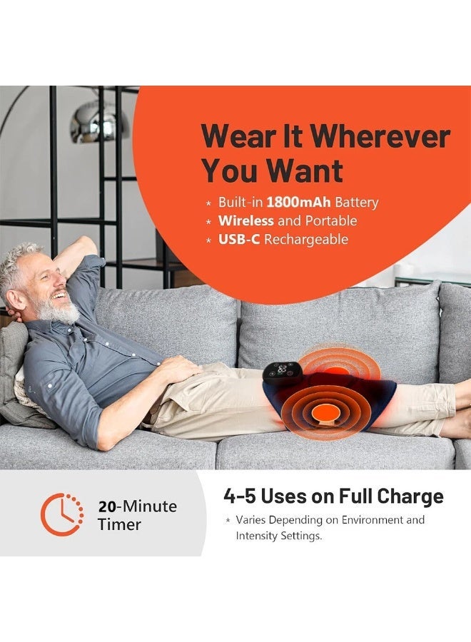 Walpck Electric Heating Therapy Knee Massager Intelligent Heating and Vibration Shoulder Wireless Massager Physiotherapy Leg Arthritis Elbow Joint Pain Relief Warm Knee Pad Brace Massage - Image 5