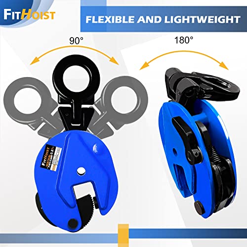 FITHOIST Vertical Plate Clamp 1760Lbs | 0.8 Ton Load Capacity Lifting Clamp | Jaw Opening 0.6 inch | Heavy Duty Plate Clamp for Lifting and Transporting - Image 3
