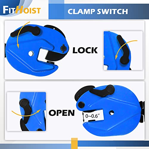 FITHOIST Vertical Plate Clamp 1760Lbs | 0.8 Ton Load Capacity Lifting Clamp | Jaw Opening 0.6 inch | Heavy Duty Plate Clamp for Lifting and Transporting - Image 4
