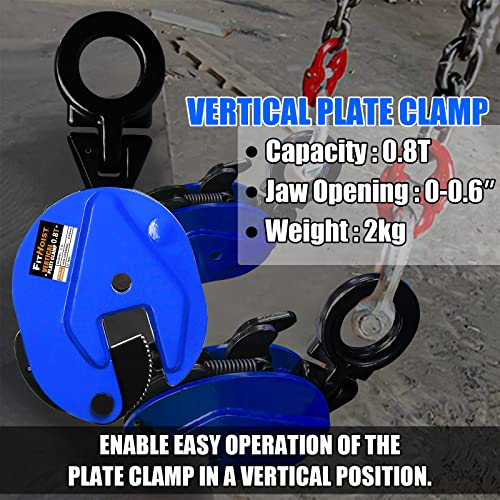 FITHOIST Vertical Plate Clamp 1760Lbs | 0.8 Ton Load Capacity Lifting Clamp | Jaw Opening 0.6 inch | Heavy Duty Plate Clamp for Lifting and Transporting - Image 2