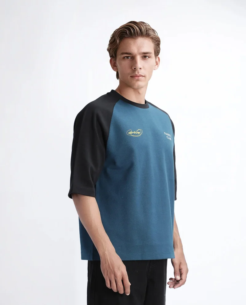 Rare Rabbit Men's Oversized Casual  Graphic T Shirt