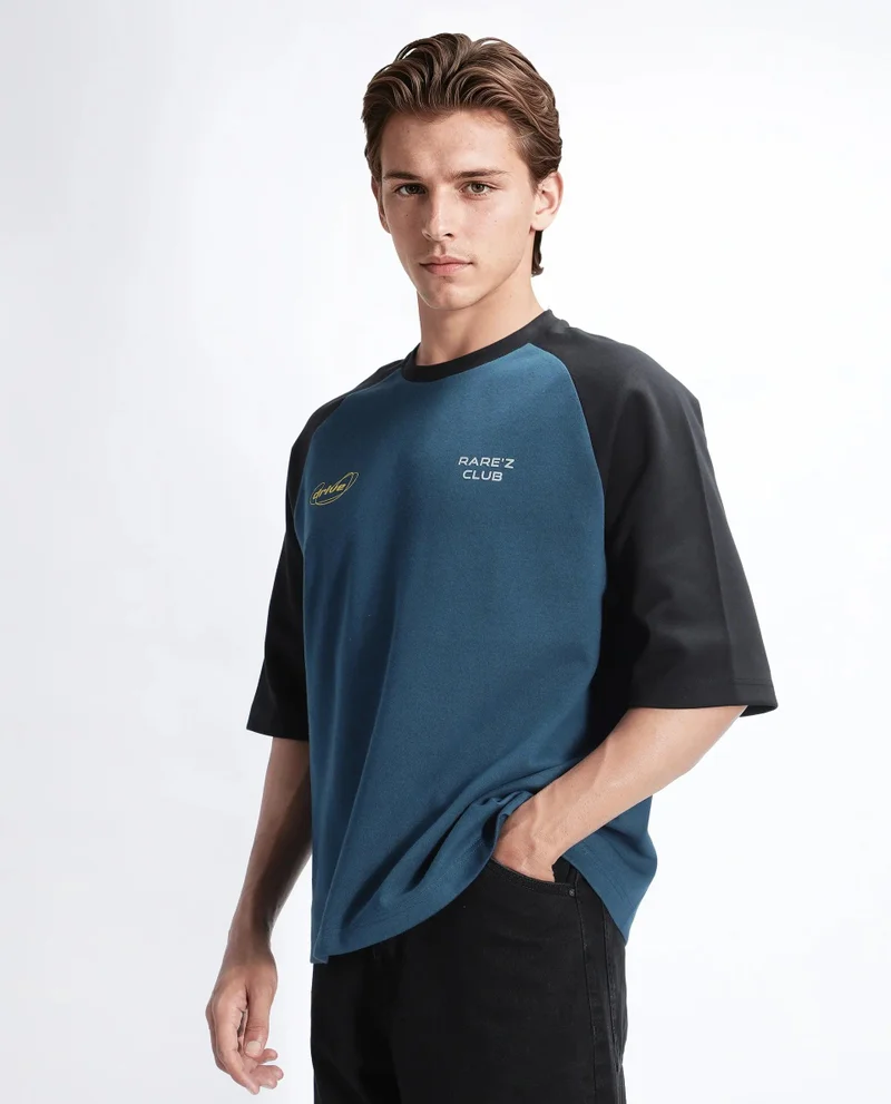 Rare Rabbit Men's Oversized Casual  Graphic T Shirt