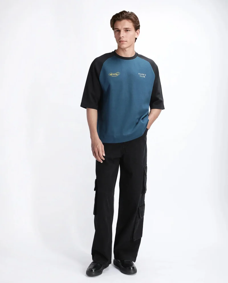 Rare Rabbit Men's Oversized Casual  Graphic T Shirt