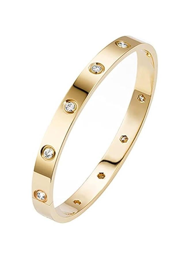 Arabest 18K Gold Plated Love Friendship Bracelets with CZ Stones Trendy Stainless Steel Bangle Jewelry - Image 1