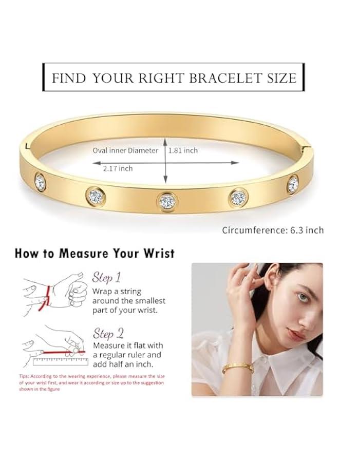 Arabest 18K Gold Plated Love Friendship Bracelets with CZ Stones Trendy Stainless Steel Bangle Jewelry - Image 4