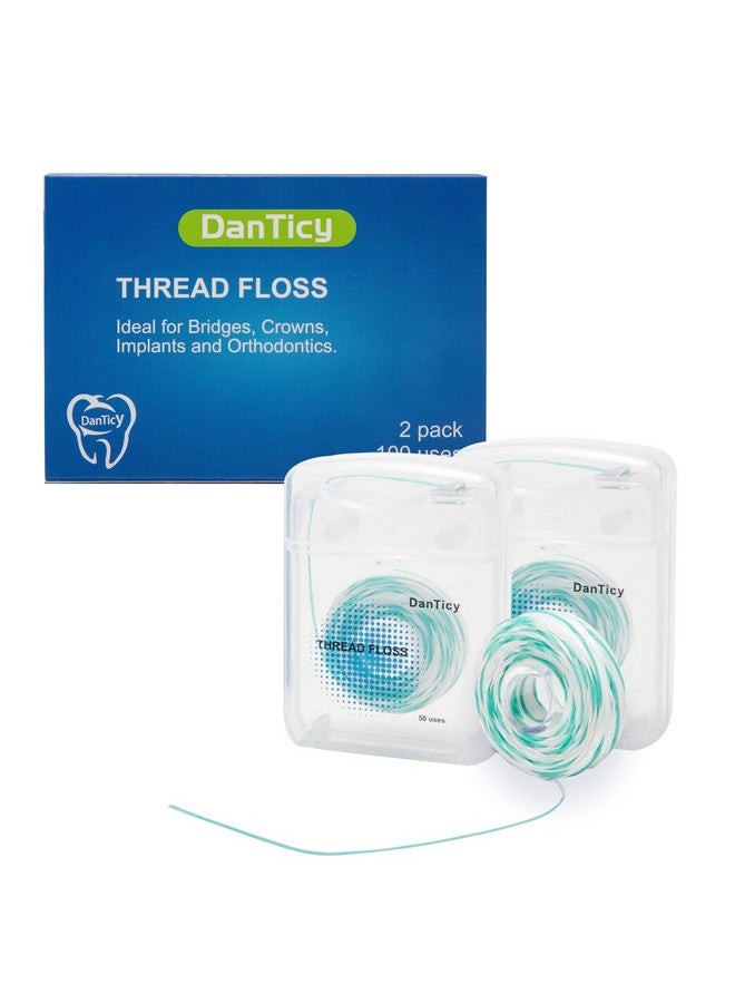 DanTicy 840D Fluffy Floss Threaders,Deep Clean Dental Floss For Braces, Bridges, And Implants,Super Floss Pre-Cut Strands And Mint Aroma,100 Threaders(2Pack) - Image 1