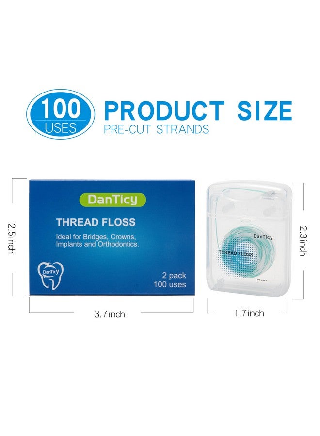 DanTicy 840D Fluffy Floss Threaders,Deep Clean Dental Floss For Braces, Bridges, And Implants,Super Floss Pre-Cut Strands And Mint Aroma,100 Threaders(2Pack) - Image 2
