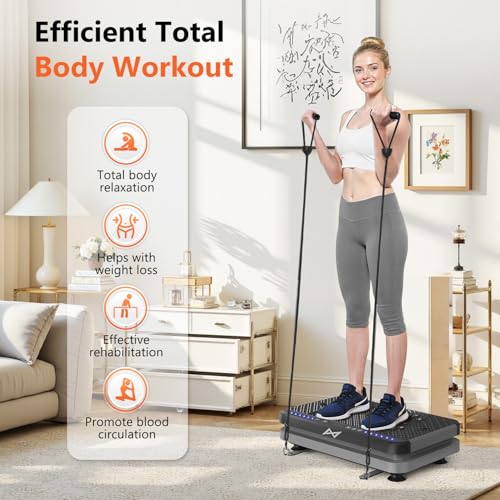 AXV Vibration Plate Fitness Platform Exercise Machine Vibrating Shaking Full Body Shaker Workout Vibrate Stand Shake Board Sport for Weight Loss Fat Burner for Gym Home Office - Image 5