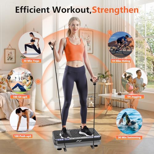 AXV Vibration Plate Fitness Platform Exercise Machine Vibrating Shaking Full Body Shaker Workout Vibrate Stand Shake Board Sport for Weight Loss Fat Burner for Gym Home Office - Image 2