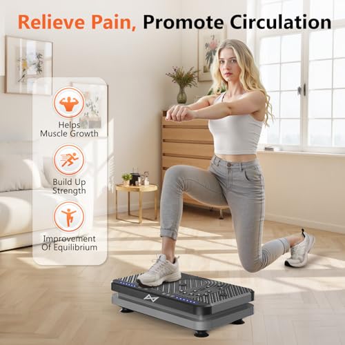 AXV Vibration Plate Fitness Platform Exercise Machine Vibrating Shaking Full Body Shaker Workout Vibrate Stand Shake Board Sport for Weight Loss Fat Burner for Gym Home Office - Image 3
