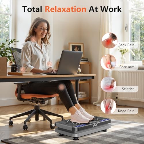 AXV Vibration Plate Fitness Platform Exercise Machine Vibrating Shaking Full Body Shaker Workout Vibrate Stand Shake Board Sport for Weight Loss Fat Burner for Gym Home Office - Image 4