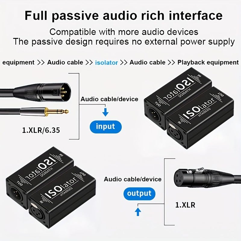 1بوصة Xlr 6.35 مم عازل ضوضاء صوتي لإلغاء مرشح الأرضي المشترك لجهاز الكمبيوتر - Image 3