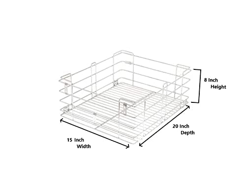 NNIDHI NNIDHI Stainless Steel Chrome Plated Modular Kitchen Basket for Organize Multipurpose Utensils and kitchen accessories 5MM 4 Plain 6 Plain 8 Plain 15 inch width x 20 inch depth With Channel set of 3  - Image 4