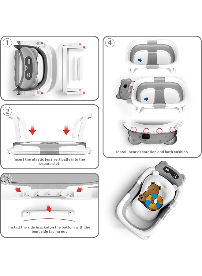إيروريكس حوض استحمام للأطفال قابل للطي، مناسب للأطفال حديثي الولادة وحتى الأطفال الصغار، حوض استحمام أساسي متين، محمول للأطفال الرضع - Image 4