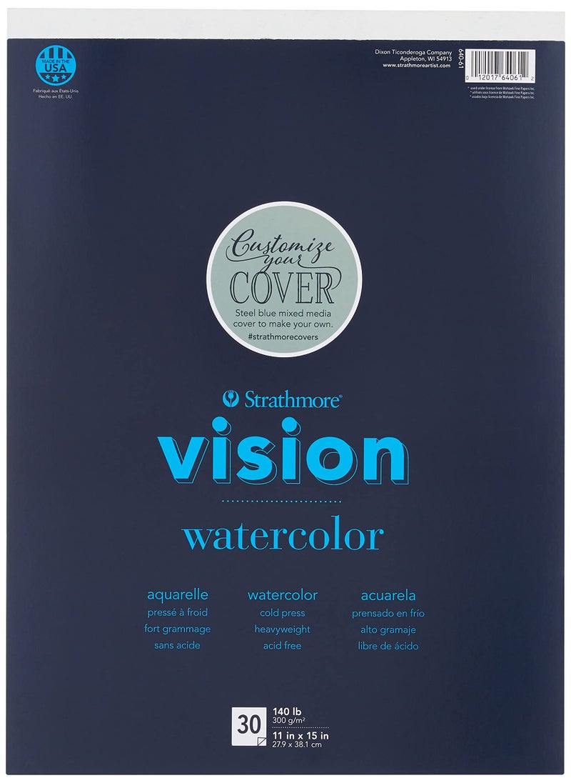 Strathmore Vision Cold Press Watercolor Pad 11X15140lb 30 Sheets 62640610