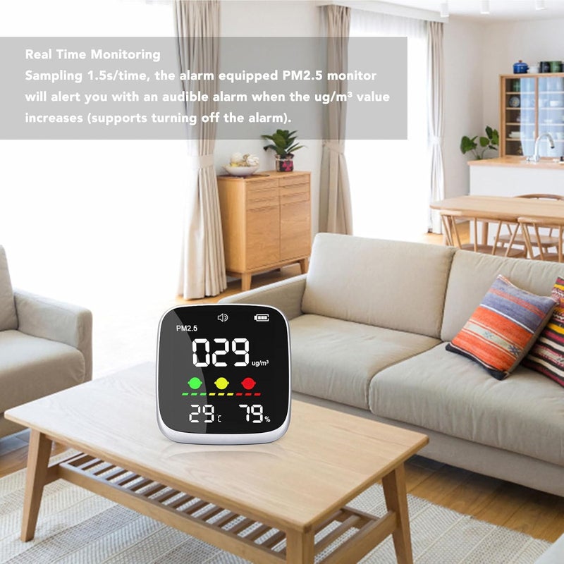 PM2.5 Air Quality Tester Air Quality Monitor with Temperature Humidity Monitor for Home, Office, and Travel - Image 4