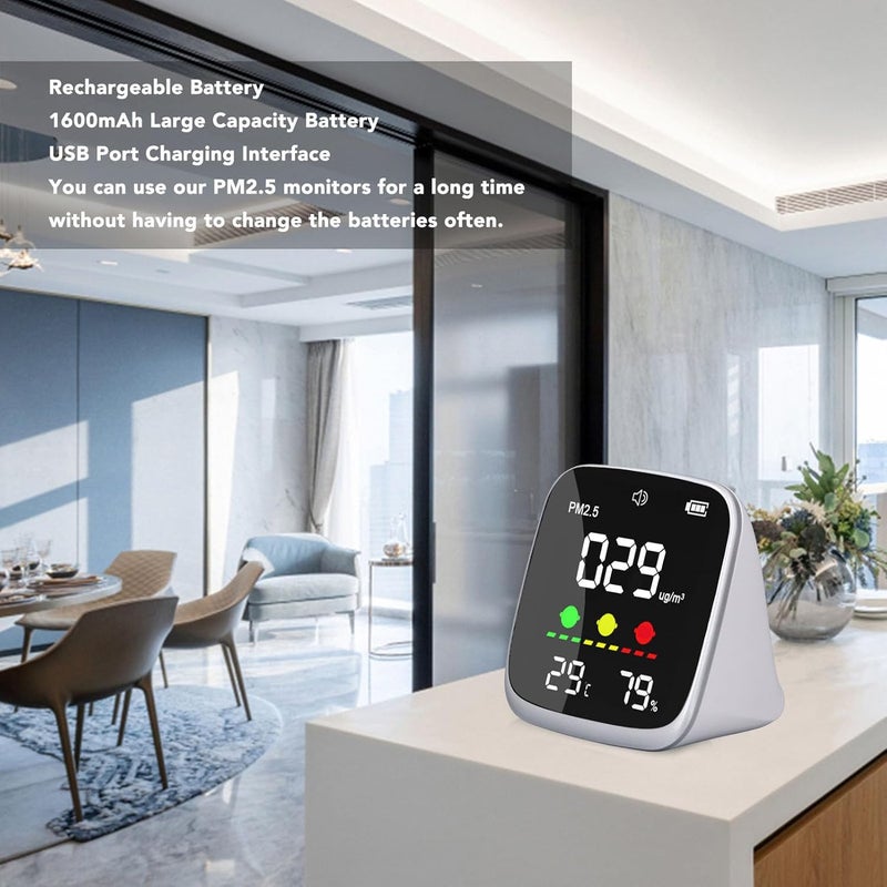 PM2.5 Air Quality Tester Air Quality Monitor with Temperature Humidity Monitor for Home, Office, and Travel - Image 5